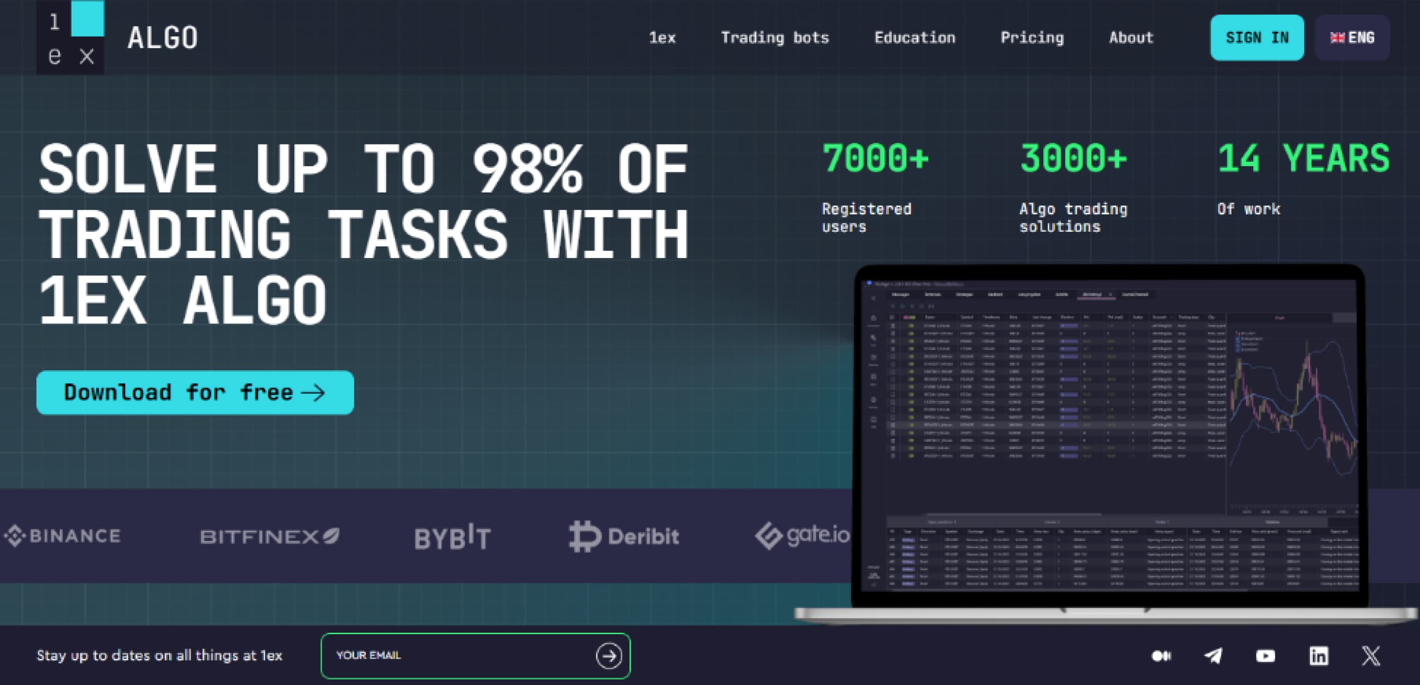 Проект — лендинг платформы для создания торговых ботов